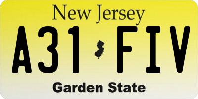 NJ license plate A31FIV