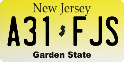 NJ license plate A31FJS
