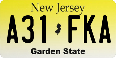 NJ license plate A31FKA