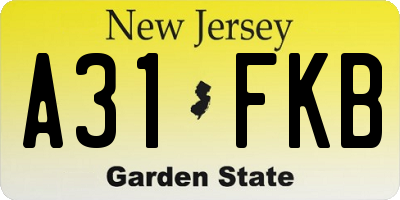 NJ license plate A31FKB