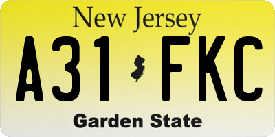 NJ license plate A31FKC