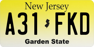 NJ license plate A31FKD