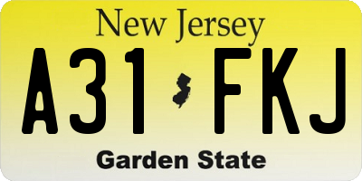 NJ license plate A31FKJ
