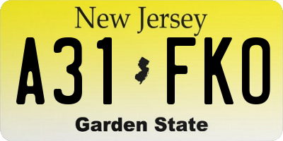 NJ license plate A31FKO