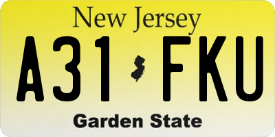 NJ license plate A31FKU