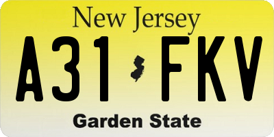 NJ license plate A31FKV