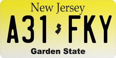 NJ license plate A31FKY