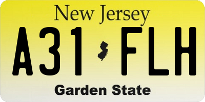 NJ license plate A31FLH
