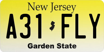 NJ license plate A31FLY