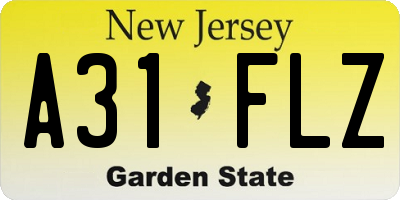 NJ license plate A31FLZ