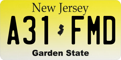 NJ license plate A31FMD