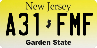 NJ license plate A31FMF