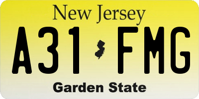 NJ license plate A31FMG