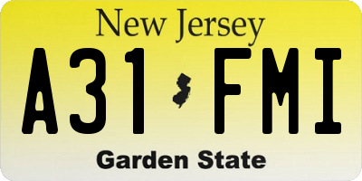 NJ license plate A31FMI