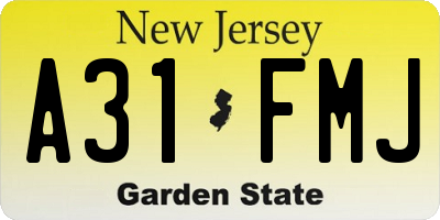 NJ license plate A31FMJ
