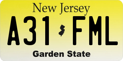 NJ license plate A31FML