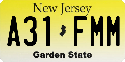 NJ license plate A31FMM