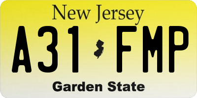 NJ license plate A31FMP