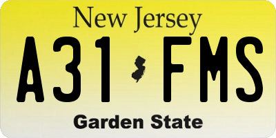 NJ license plate A31FMS