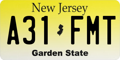 NJ license plate A31FMT