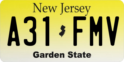 NJ license plate A31FMV