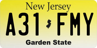 NJ license plate A31FMY