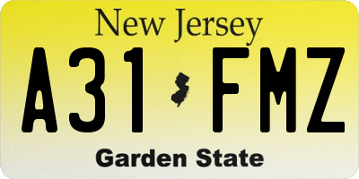 NJ license plate A31FMZ