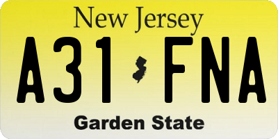 NJ license plate A31FNA