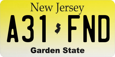 NJ license plate A31FND