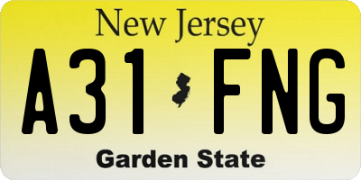 NJ license plate A31FNG