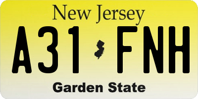 NJ license plate A31FNH