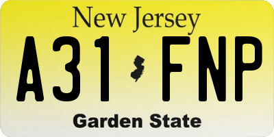 NJ license plate A31FNP