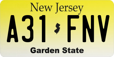 NJ license plate A31FNV