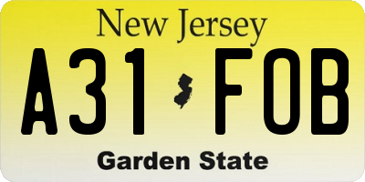 NJ license plate A31FOB