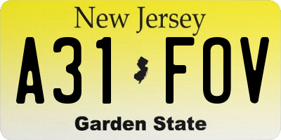 NJ license plate A31FOV
