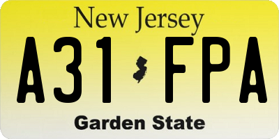 NJ license plate A31FPA