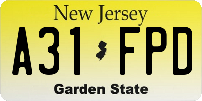 NJ license plate A31FPD