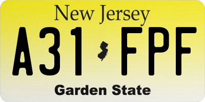 NJ license plate A31FPF