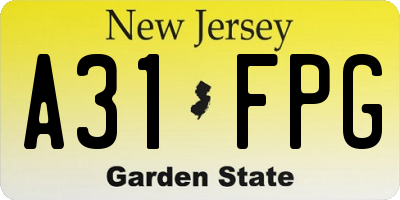 NJ license plate A31FPG