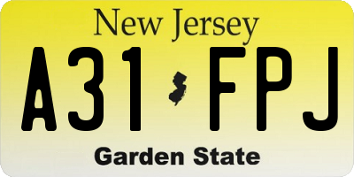 NJ license plate A31FPJ