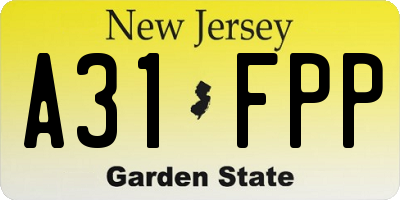 NJ license plate A31FPP