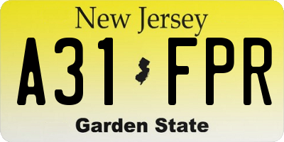 NJ license plate A31FPR
