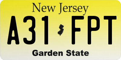 NJ license plate A31FPT
