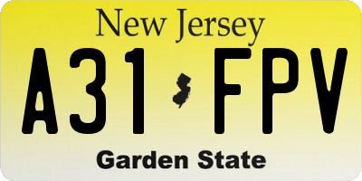 NJ license plate A31FPV
