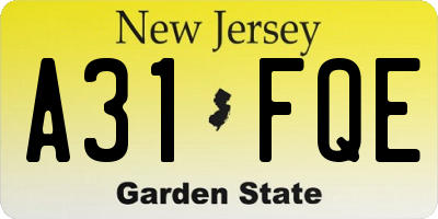 NJ license plate A31FQE