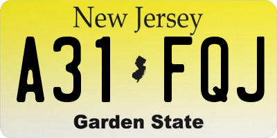 NJ license plate A31FQJ