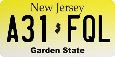 NJ license plate A31FQL