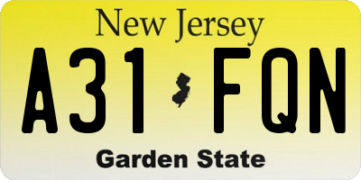 NJ license plate A31FQN