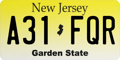 NJ license plate A31FQR