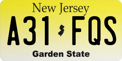 NJ license plate A31FQS